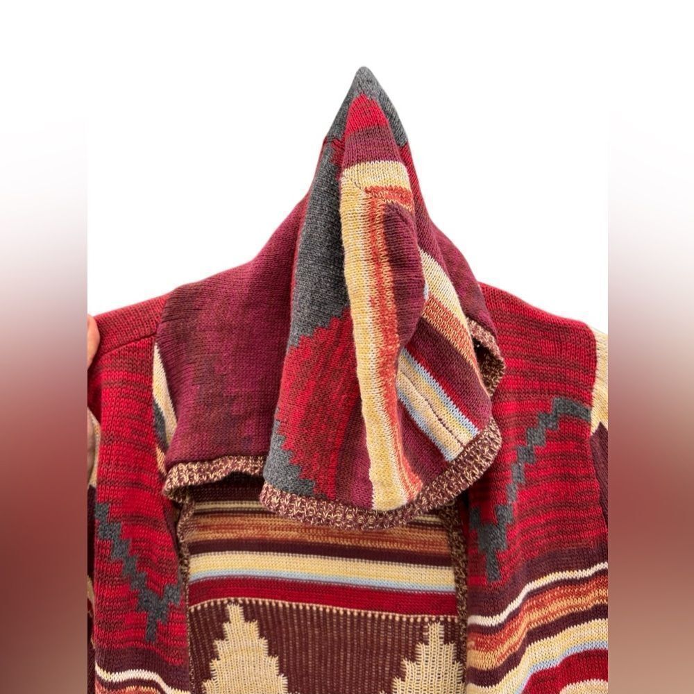 Elan Women's Aztec Western Hooded Cardigan 100% Cotton Size Large - Picture 5 of 9